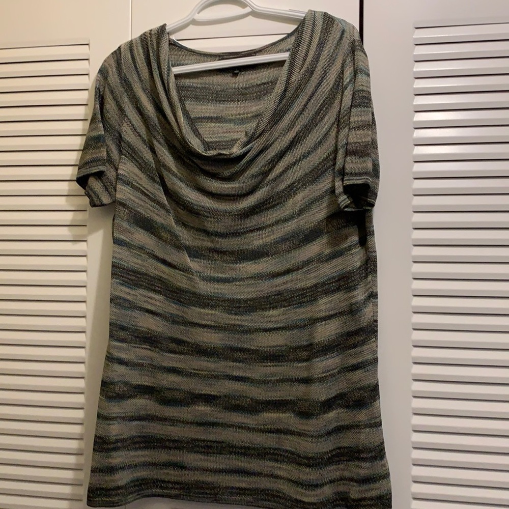 Jones New York grey and teal knit top